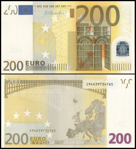 European Union - Belgium 200 Euro Banknote, 2002, P-19z, UNC, Prefix Z, Serial #