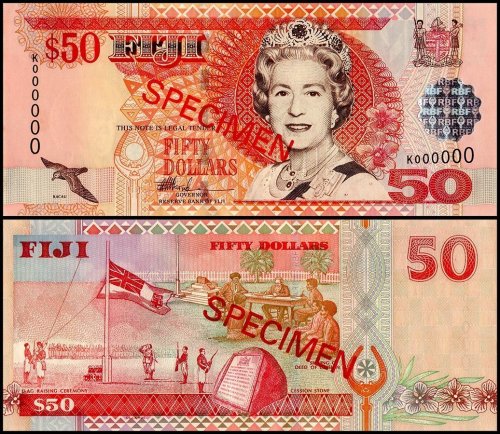 Fiji 50 Dollars Banknote, 2002 ND, P-108s, UNC, Specimen