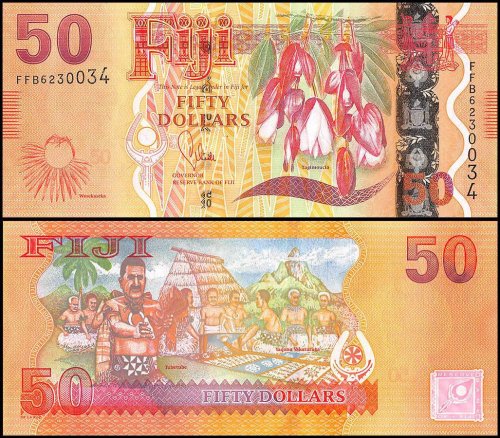 Fiji 50 Dollars Banknote, 2013, P-118a, UNC, Tagimoucia Flower