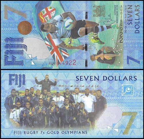 Fiji 7 Dollars Banknote, 2017, P-120, UNC, Rugby 7s Gold Olympians Sum Banknote,mer Olympics Brazil
