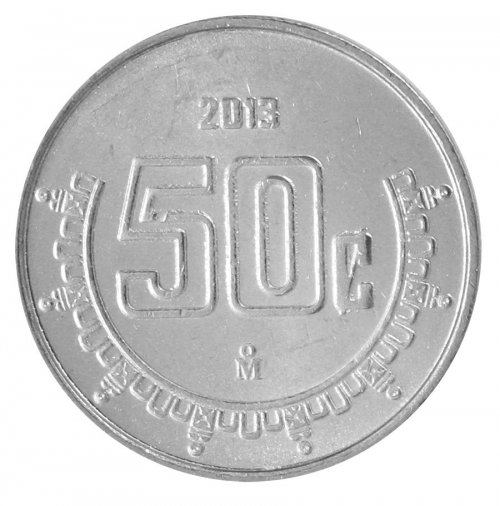 Mexico 50 Centavos Coin, 2013, KM #936, Mint, Coat of Arms