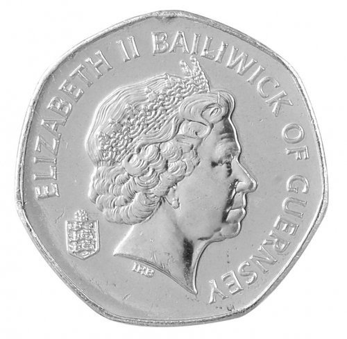 Guernsey 20 Pence Coin, 2012, KM #90, Mint, Queen Elizabeth II, Cogwheel