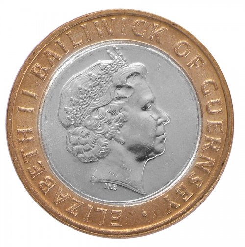 Guernsey 2 Pounds Coin, 1998, KM #83, Mint, Queen Elizabeth II, Cross