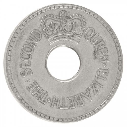 Fiji 1 Penny Coin, 1954, KM #21, F-Fine, Queen Elizabeth II