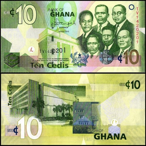 Ghana 10 Cedis Banknote, 2015, P-39f, UNC