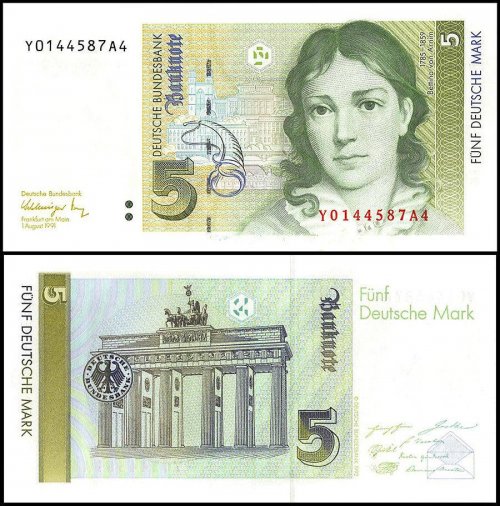 Germany 5 Deutsche Mark Banknote, 1991, P-37, UNC, Replacement