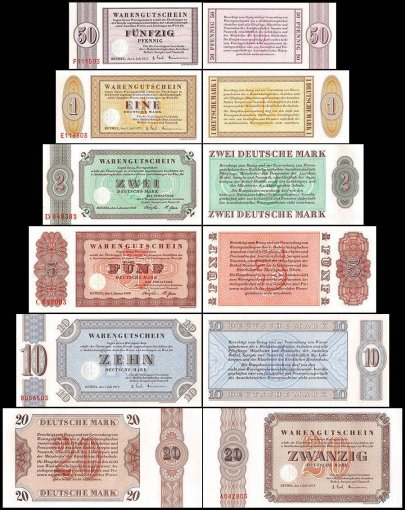 Germany 50 Pfennig 50 - 20 Deutsche Mark 6 Piece Full Set, 1958-73, UNC