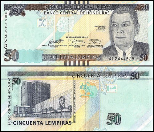 Honduras 50 Lempiras Banknote, 2016, P-New, UNC
