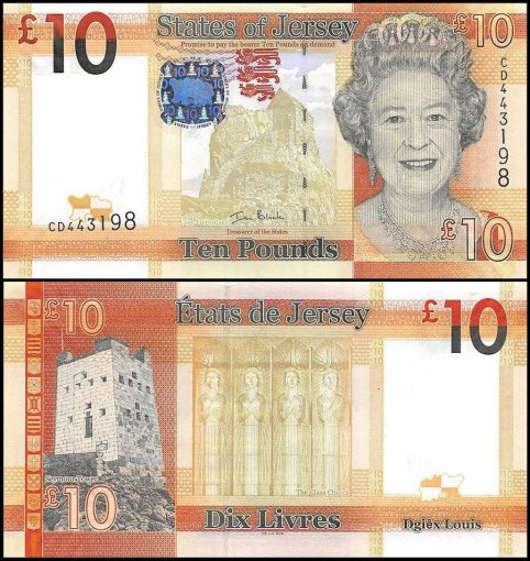 Jersey 10 Pounds Banknote, 2010, P-34, UNC, Queen Elizabeth II
