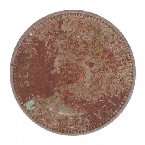 Fiji 6 Pence Silver Coin, 1962, KM #19, F-Fine, Queen Elizabeth II, Turtle