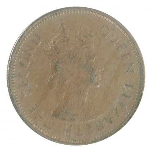 Fiji 1 Shilling Coin, 1961, KM #23, F-Fine, Queen Elizabeth II, Boat