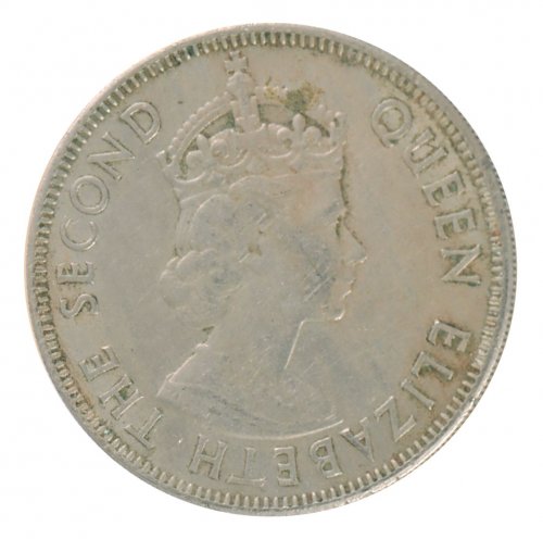Fiji 1 Florin Coin, 1965, KM #24, F-Fine, Queen Elizabeth II, Coat of Arms