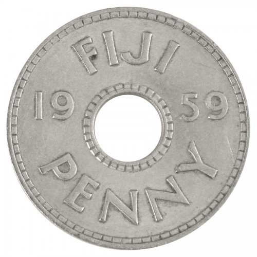 Fiji 1 Penny Coin, 1959, KM #21, XF-Extremely Fine, Queen Elizabeth II