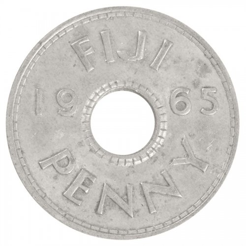 Fiji 1 Penny Coin, 1965, KM #21, VF-Very Fine, Queen Elizabeth II