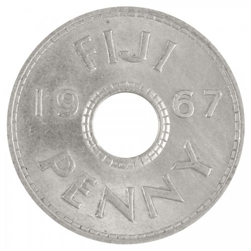 Fiji 1 Penny Coin, 1967, KM #21, VF-Very Fine, Queen Elizabeth II