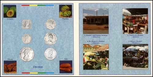 Eastern Caribbean 1 Cent-1 Dollar 6 Pieces Coin Set, 2000, KM #10-13, Mint