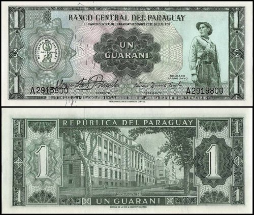 Paraguay 1 Guarani Banknote, 1952, P-192, UNC