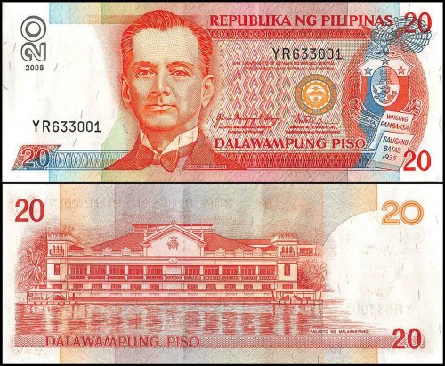 Philippines 20 Piso Banknote, 2008, P-182j, UNC