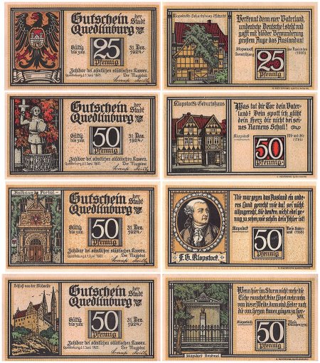 Quedlinburg 25 - 50 Pfennig 4 Pieces Notgeld Set, 1921, Mehl #1087.1c, UNC