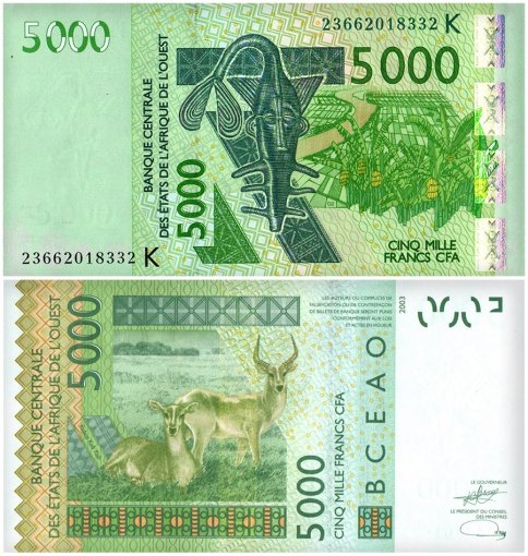 Best African Green 5 Pieces Banknote Set, UNC