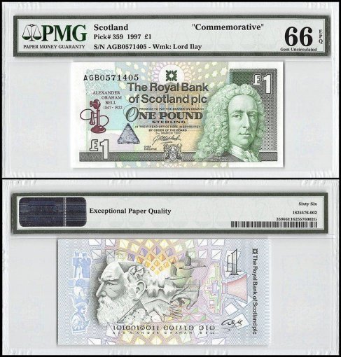 Scotland 1 Pound, 1997, P-359, Commemorative, PMG 66