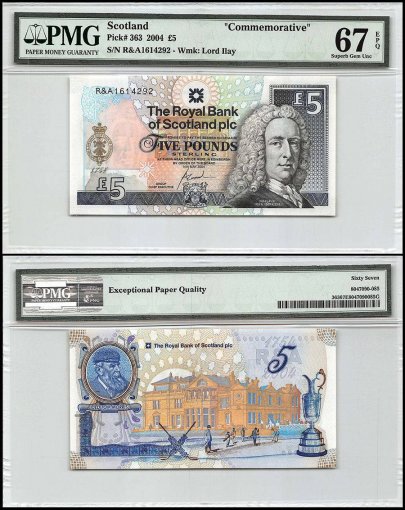 Scotland 5 Pounds, 2004, P-363, Commemorative, PMG 67