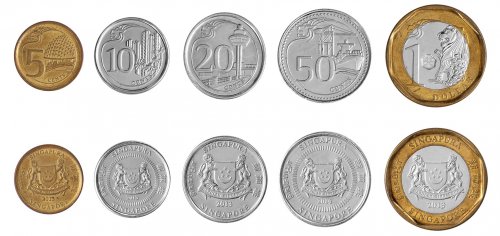 Singapore 5 Cents - 1 Dollar, 5 Piece Coin Set, 2013, KMS # 2105, Mint