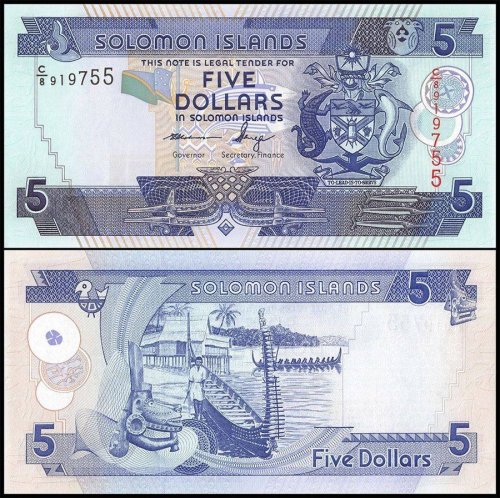 Solomon Islands 5 Dollars Banknote, 2012, P-32, UNC