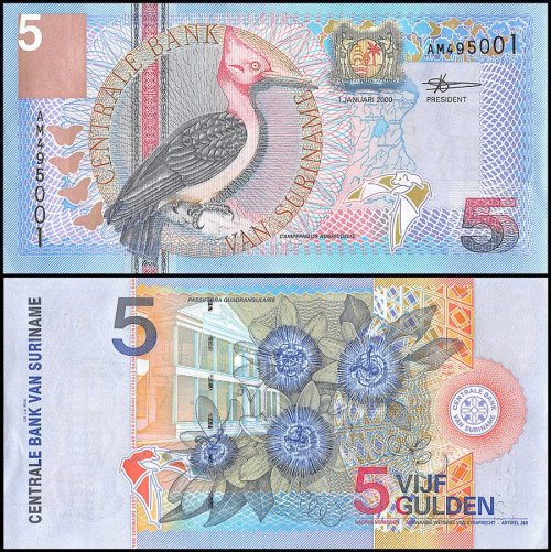 Suriname 5 Gulden Banknote, 2000, P-146, UNC