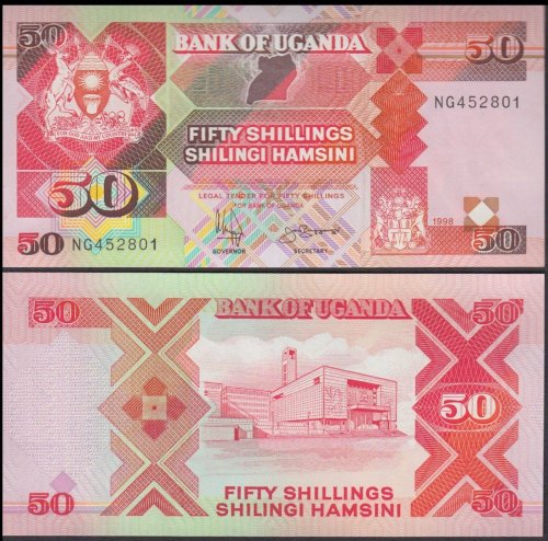 Uganda 50 Shillings Banknote, 1998, P-30c, UNC