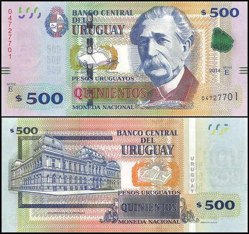 Uruguay 500 Pesos Uruguayos Banknote, 2014, P-97, UNC