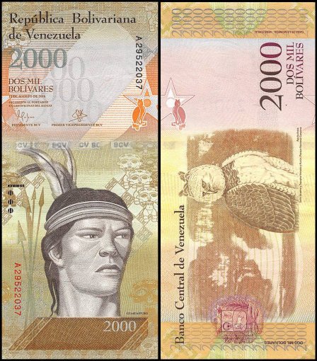 Venezuela 2,000 Bolivar Fuerte Banknote, 2016, Used