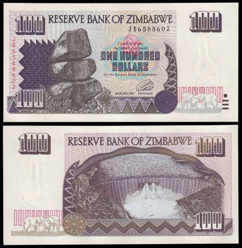 Zimbabwe 100 Dollars Banknote, 1995, P-9, UNC