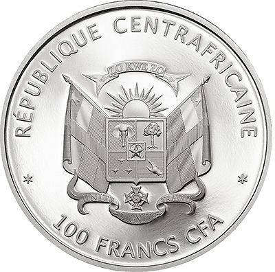 Central Africa 100 Francs, 25 g Copper Silver Plated Coin, 2015, WWF, Rafflesia