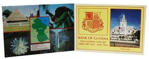 Guyana 1 -  25 Cents Nickel Brass/CuNi 4 Pieces (PCS) Coin Set, 1990-92, Mint