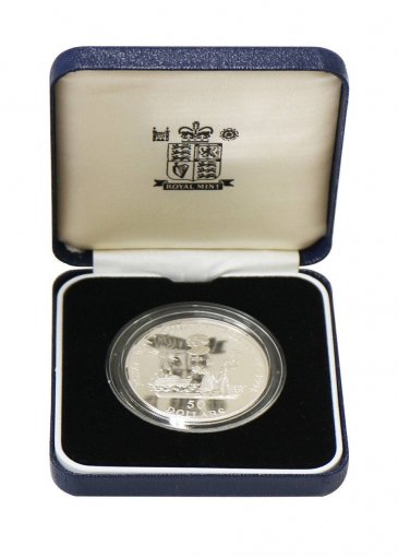 Guyana $50 Dollars, 28 g Silver Proof Coin, KM # 48, 1994, Mint, Royal Visit