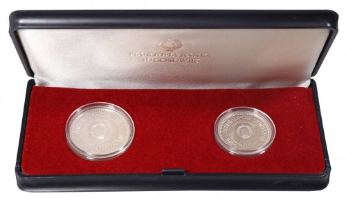 Yugoslavia 3,000 - 5,000 Dinara 2 Pieces - PCS Coin Set, 1987, KM # 128-129,Mint