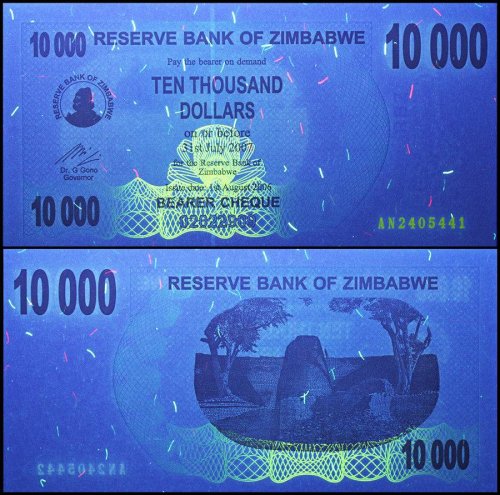 Zimbabwe 10,000 (10000) Dollars Bearer Cheque, 2006, P-46, UNC