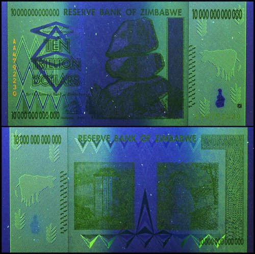 Zimbabwe 10 Trillion, AA/2008, P-88, USED,  50 & 100 Trillion Series