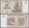 Zimbabwe 5 Dollars Banknote, 2007, P-66, Used