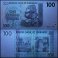 Zimbabwe 100 Dollar Banknote, 2007, P-69, UNC, 50 & 100 Trillion Series