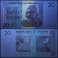 Zimbabwe 20 Dollars Banknote, 2007, P-68, UNC, 50 & 100 Trillion Series