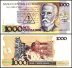 Brazil 1 Cruzado Novo on 1,000 Cruzados Banknote, 1989 ND, P-216b, UNC, Overprint