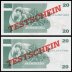 De La Rue Garny 20 Test Banknote, UNC, Germany