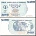 Zimbabwe 250 Million Dollars Bearer Cheque Banknote, 2008, P-59, UNC