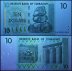 Zimbabwe 10 Dollars Banknote, 2007, P-67, USED, 50 & 100 Trillion Series
