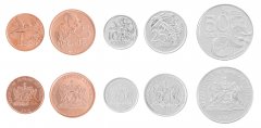 Trinidad & Tobago 1-50 Cents, 5 Pieces Coin Set, 2012, KM # 29-33, Mint