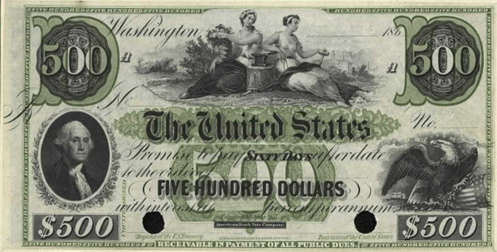 united states 500 dollars, 1861 currency