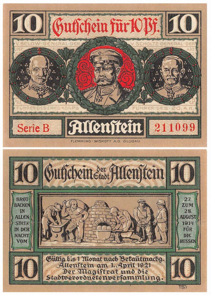 Allenstein 10 Pfennig Notgeld | 1921 | Designs before implementation of German Mark |