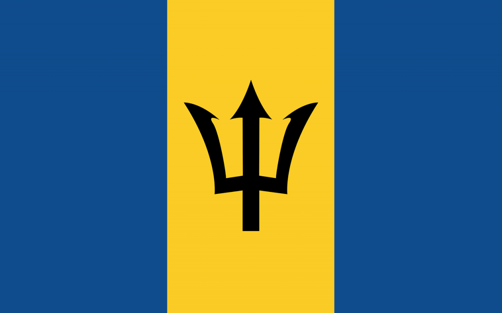 Barbados National Flag - colored in blue and yello